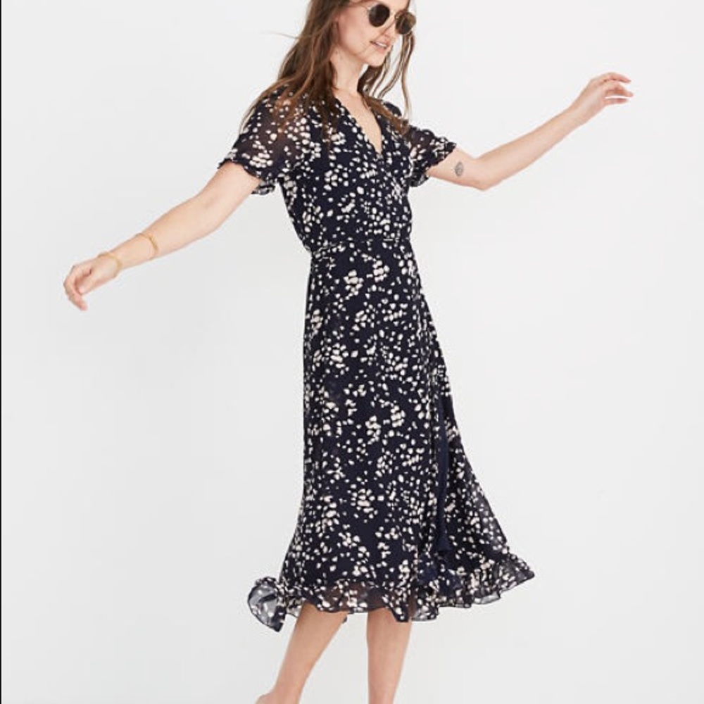 Madewell, Navy Midi Wrap Dress - never been worn!